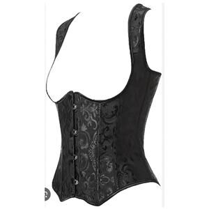 Steampunk Jacquard Underbust Corset Vest Steel Boned Small